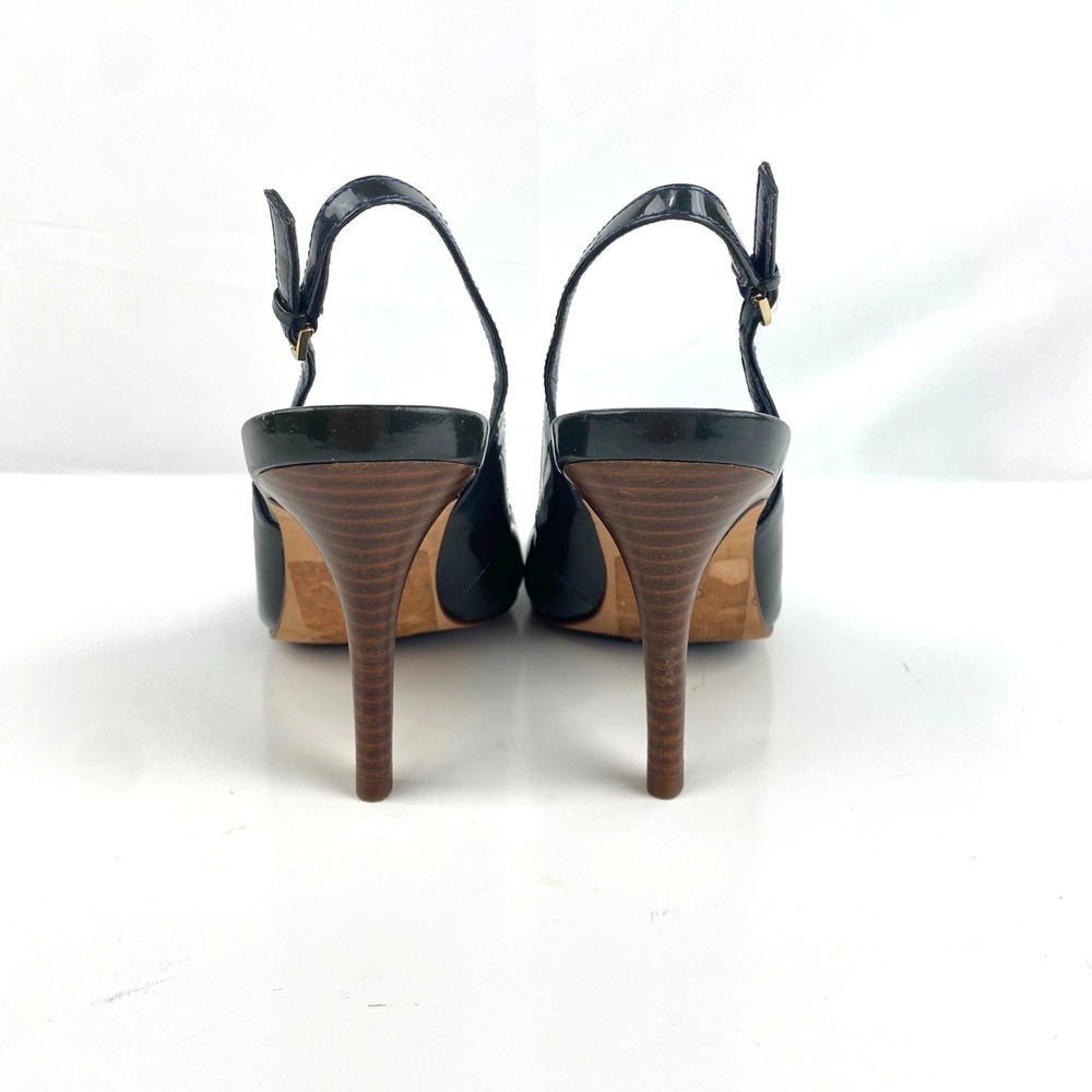 Cole Haan NikeAir Patent Leather Heels Women's 7B Black Open Toe Slingback Pumps - Picture 5 of 8